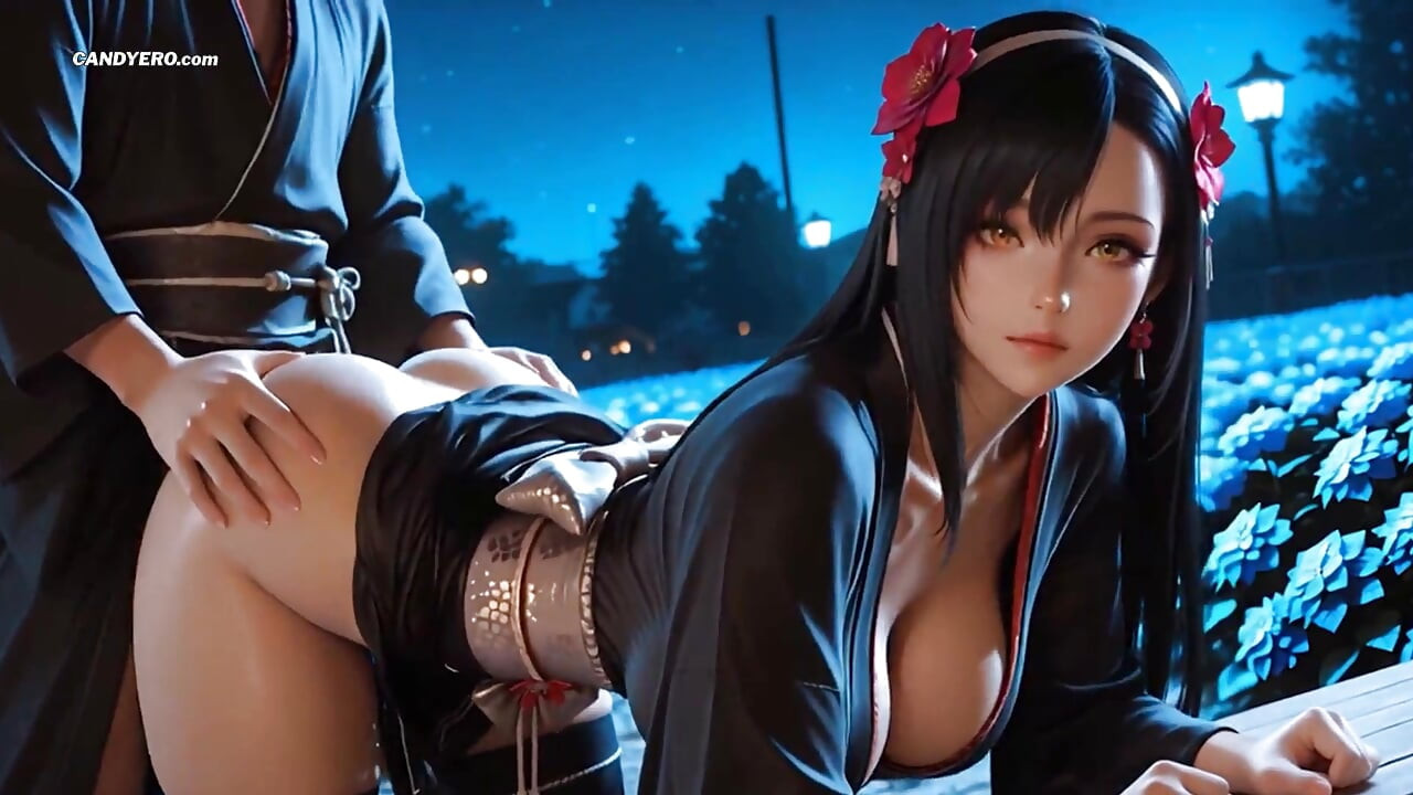AI wygenerowała Tifa Lockhart final fantasy sex in the lubieżny gardn