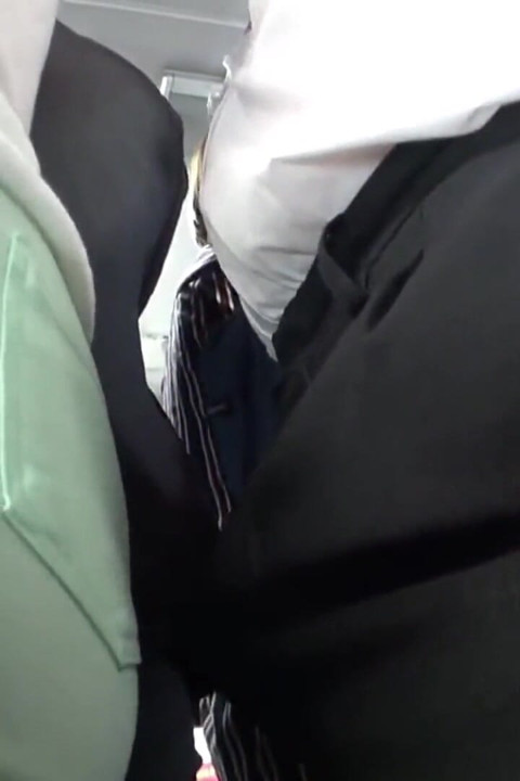 Crowded Bus Rush. Tight Pants Wife Feels the Firm Press, Panty Line Showing as She Gives in to the Moment - Part2