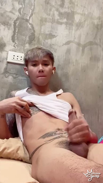 Inked Boy Nipple Tease, Jerking Off, and Cumming | Clip 1