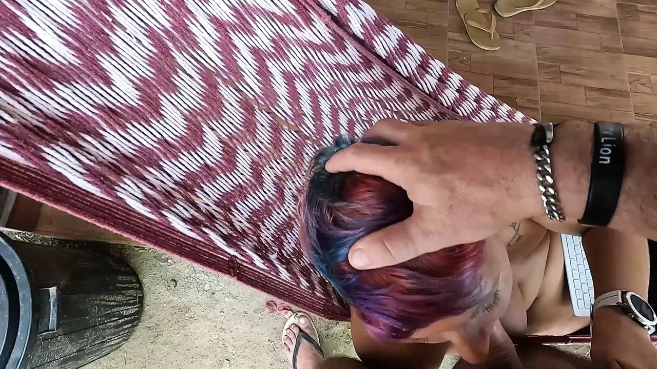 Wife's Getting a Cock in Her Mouth While She Is Lying in the Hammock