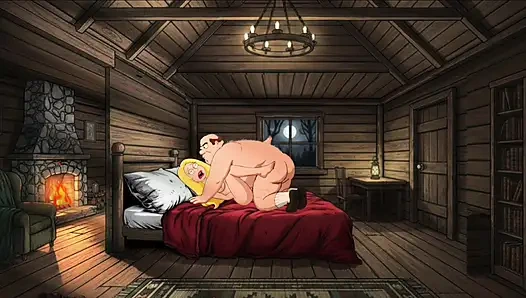 Studentin genießt sex in einem camp. Cartoon-horror-parodie