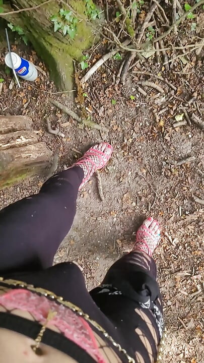 👑Slut 1 day slut always. French Trav Ass Looks in the Woods, Pink Thong Thong & Pink Heels. Exhibition in the Forest. VaneSsaB