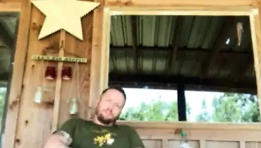 Pump porn video – cowboy pumps a load on the porch