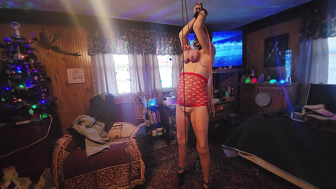 Hanged by Her Tits and Whipped