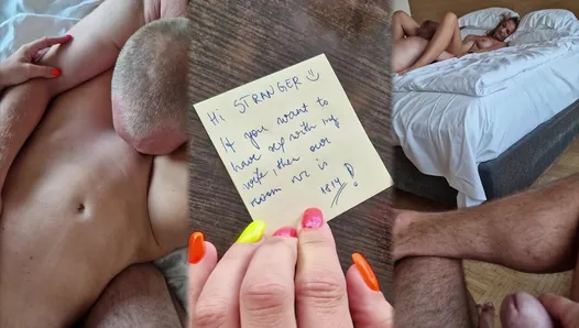 Hotwife couple invited stranger man to their hotel room, but he wasn't able to fuck her, because he did not get his dick hard