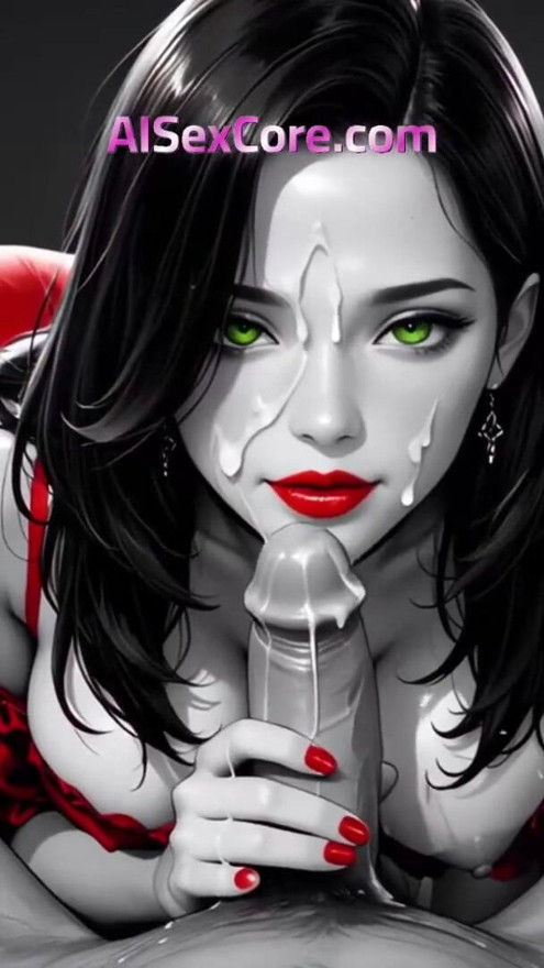 Noir vixen rides wild in red dress while creamy load bursts across her perfect tits (AI) | Clip 2