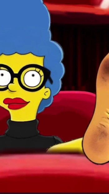 Key moment from "Housewife Mrs. Sinpsom Teases With Dirty Feet. JOI. Tarantino parody.. Cartoon Foot Fetish"