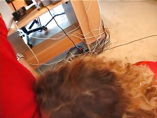 Amazing blonde MILF whore sucks soft cock