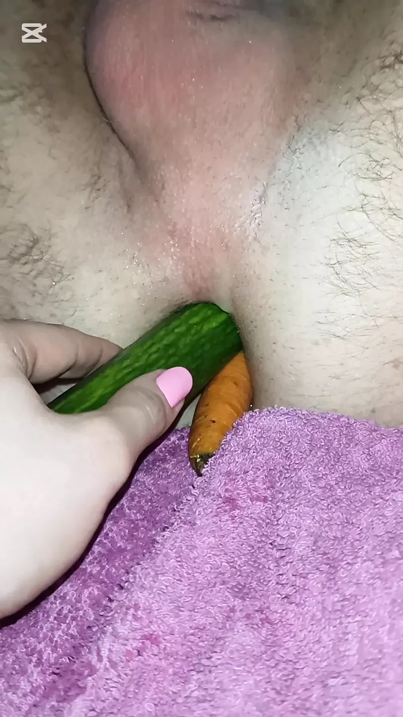 Cucumber and carrot healthy diet from the ass side