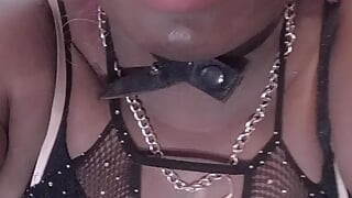 Punky new couch slut wearing fish net