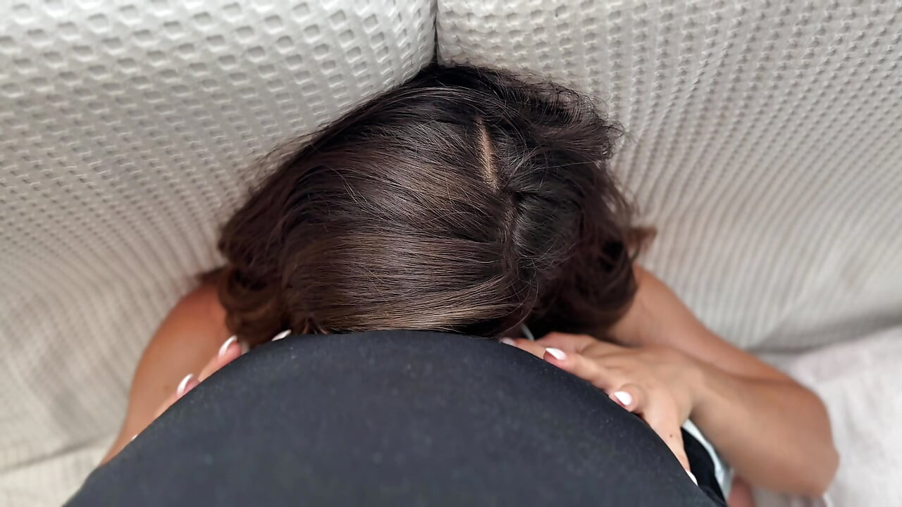 Intense Deepthroat Gagging Blowjob on the Sofa