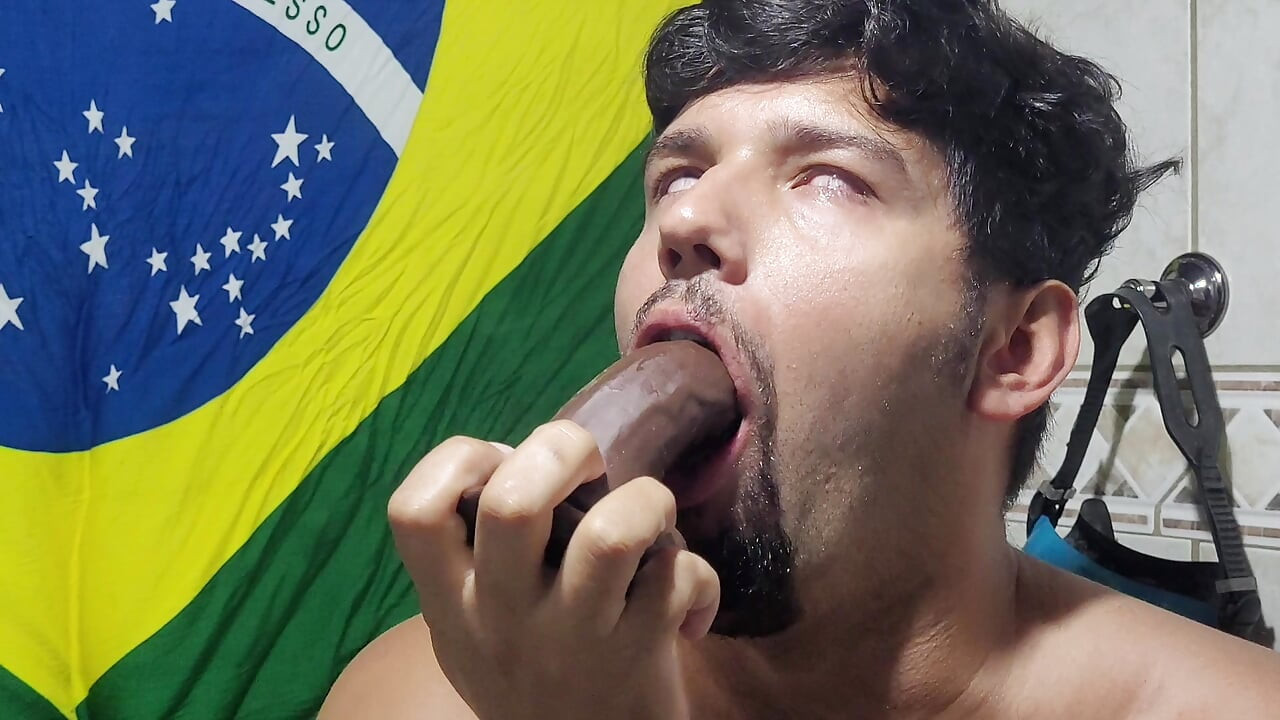 Trying the first dildo I got from a client - deep gagging & drooling mess