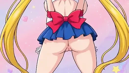 Sailor moon schüttelt ihre enge kahle arsch-muschi