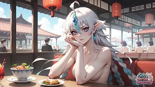 Sunlit Sip & Secret Thoughts: Solo Elf's Café Intimacy