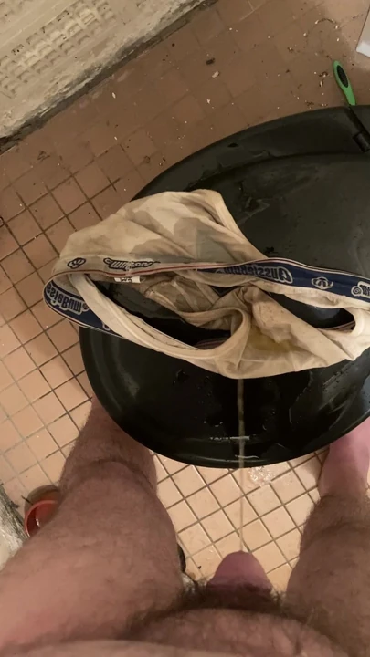 Pissing on underwear and toilet floor