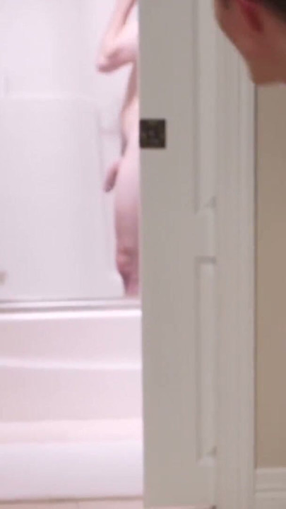 Young Mormon jerks off watching his lover under the shower | Clip 1