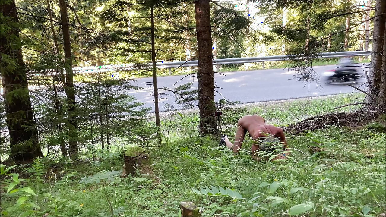 Showing your ass naked next to the street ...