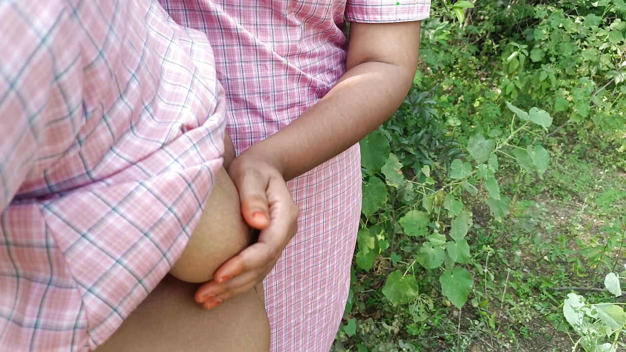 Forest side school girl lesbian fucking