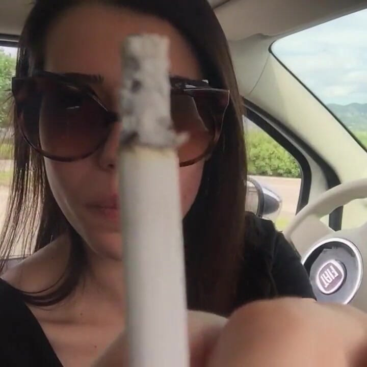 Smoking in the car with hot teen