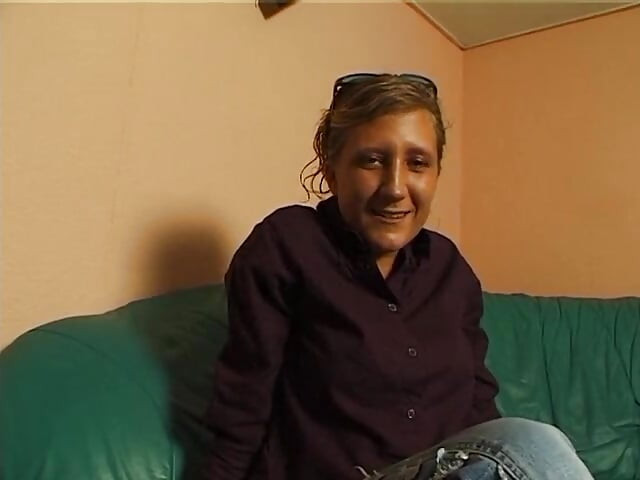 Small titted blonde rubs and fingers her pussy at the casting