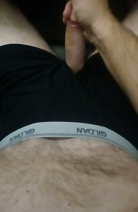 Jerking in black Gildan boxerbriefs
