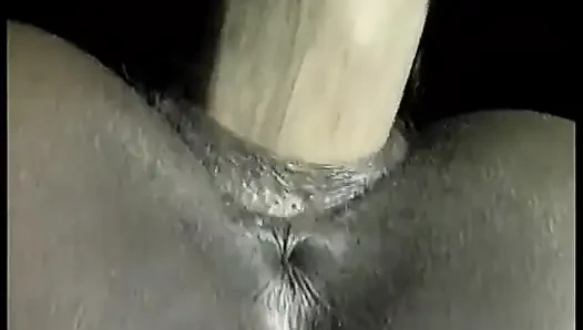 Hot black babe strips then suck on a large black cock