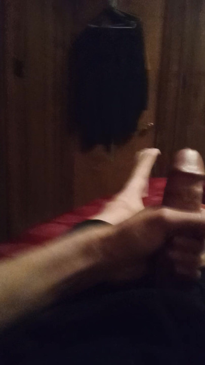 Me playing with my cock showing legs and feet