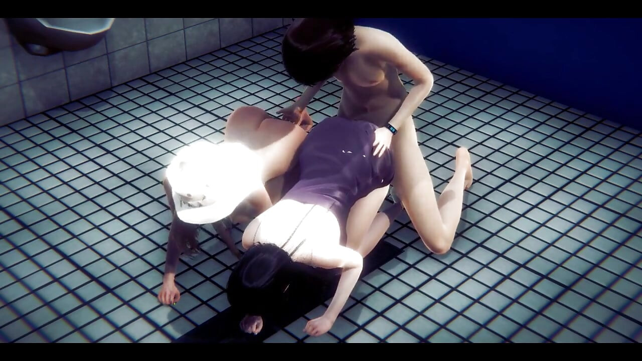 הנטאי לא מצונזר - סקס של בלונדינית בשירותים - יפנית אסייתית מנגה סרט אנימה משחק פורנו