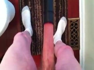 Guy vacuums long cock to orgasm