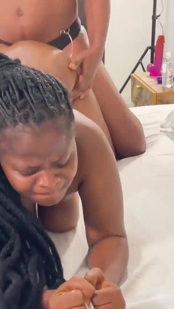 Jaw-dropping moment from "these African lesbians with strapon and butt plug had sweet love making"