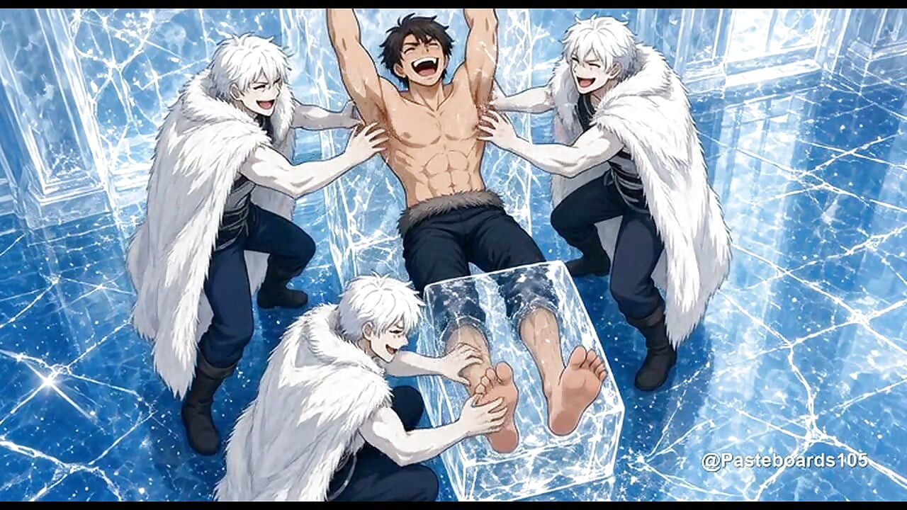 Frozen Into The Ice Palace Wall, Frost Princes Tickle His Armpits And Soles (2D Anime)