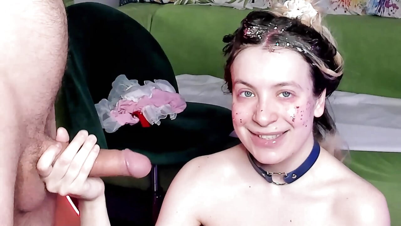 SUBMISSIVE 18YO SLUT EXTREME DEEPTHROAT... She sucks my big cock until facial cumshot