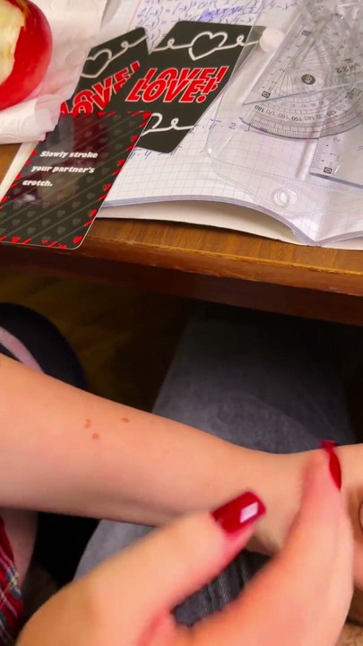 HIGH SCHOOLGIRL Stroking him Off in MATH Class under the Table. At College | Clip 1