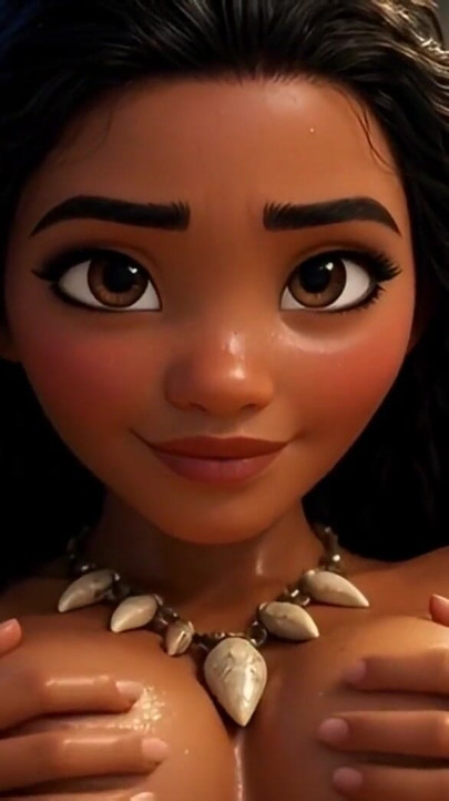 Moana Wet and Horny in the Cave - Oiled Body, Breast Play and Moaning  AI Hentai | Clip 2