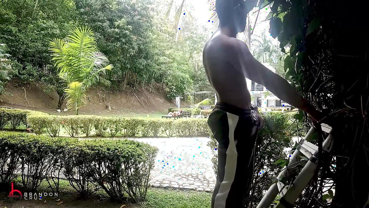 Voyeuristic gardener fucks his horny boss outdoors - Brandon Cruz & Alejandra Palacios