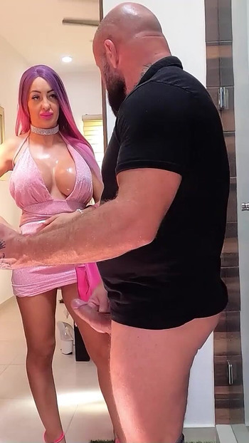 Stunning moment from "German Bimbo Barbie caught him Jerk and help with her Asshole to Cum"