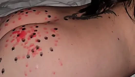 He drips wax on my ass and then cums on my pussy to cool me off!