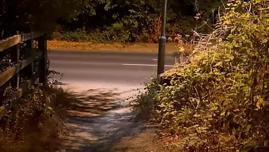 Trafik göz önünde soyunuyor ve yolda çıplak yürüyor