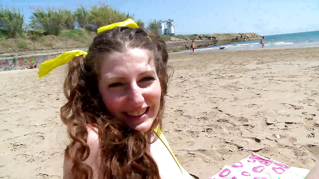 Stunning brunette with nice big tits gets banged outdoor