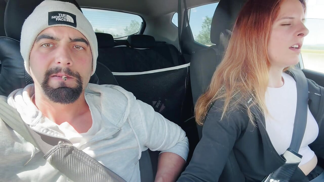 Girlfriend Gives Risky Handjob While Driving - Hot Car Jerk Off Ends With Thick Cumshot