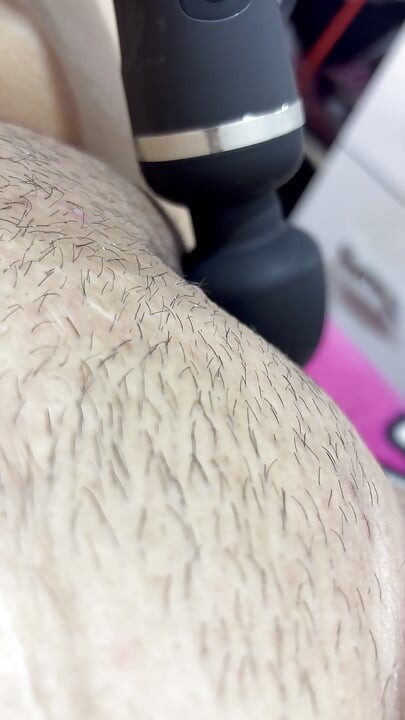 Hot mom plays with her vibrator in her delicious hairy pussy