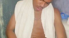 Blonde black teen jerking off