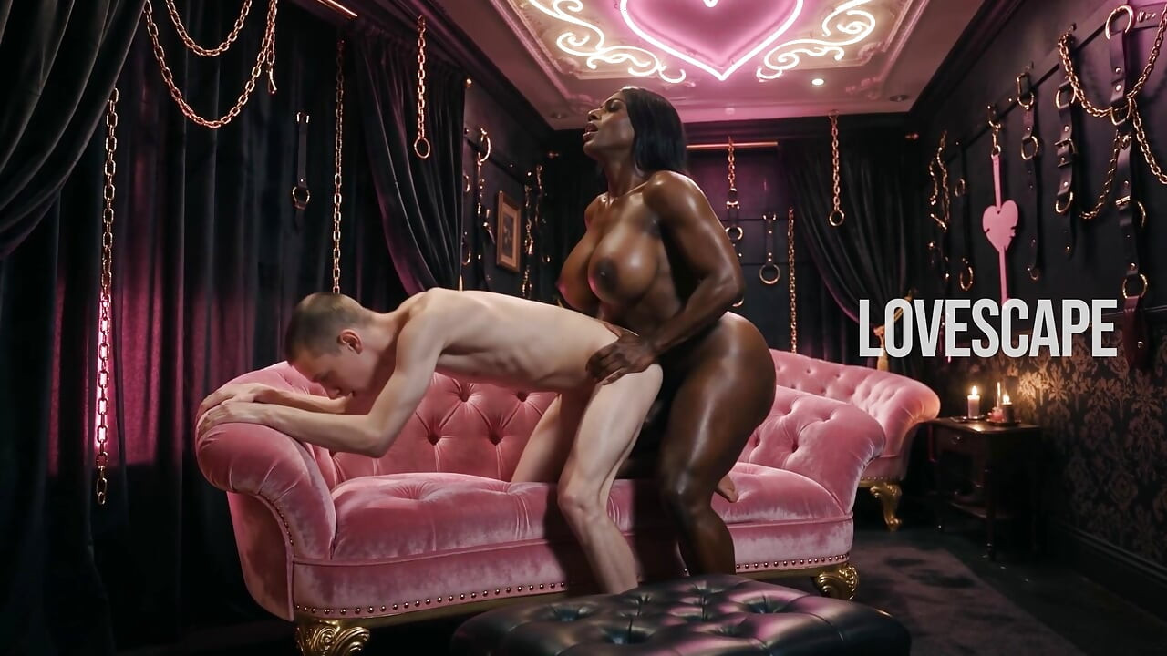 Ebony Shemale Doms &förstör Vit pojke (AI)