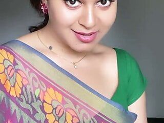 Sexy Ấn Độ Aunty sexy màu xanh lá cây saree