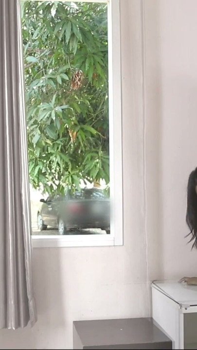 Asian couple outdoor public fuck while open door & windows to show motel guest & maid | Clip 1