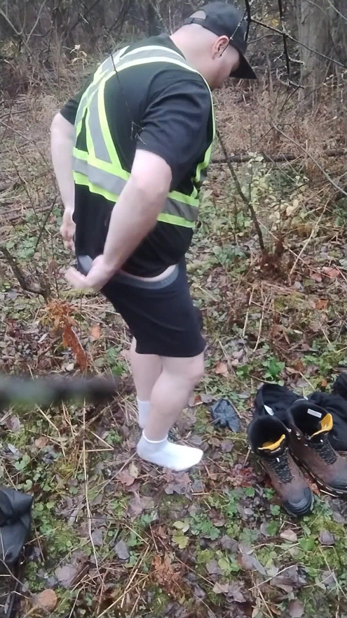 Fat autistic guy jerks and cums in forest pt. 3 | Clip 1