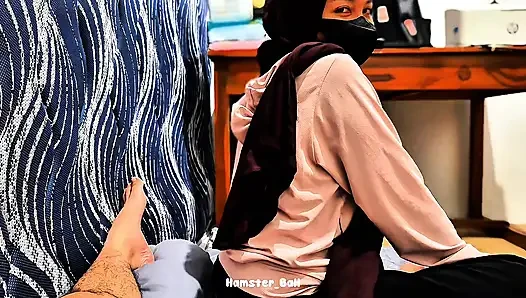 Blowjob by a Malaysian Muslim MILF Housemaid During the Rain