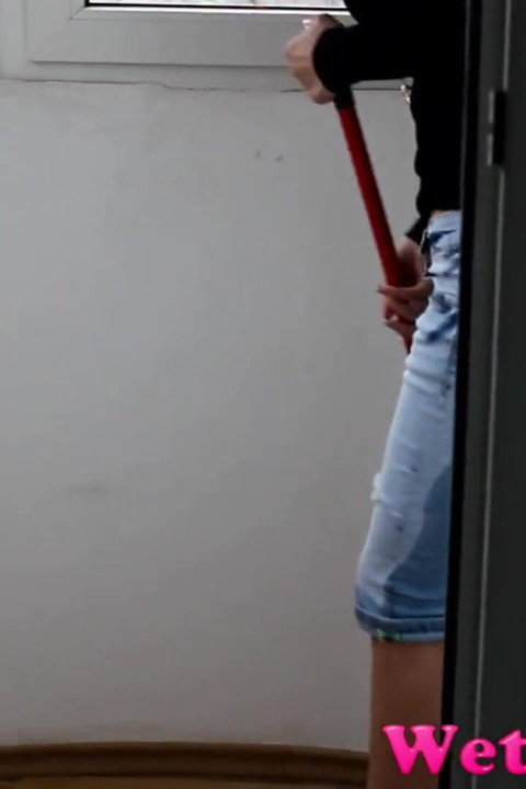 Maya Wetting Her Sexy Jeans on the Balcony