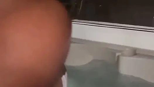 Ebony Amateur Fucks Her Stepsister's Husband in the Hot Tub