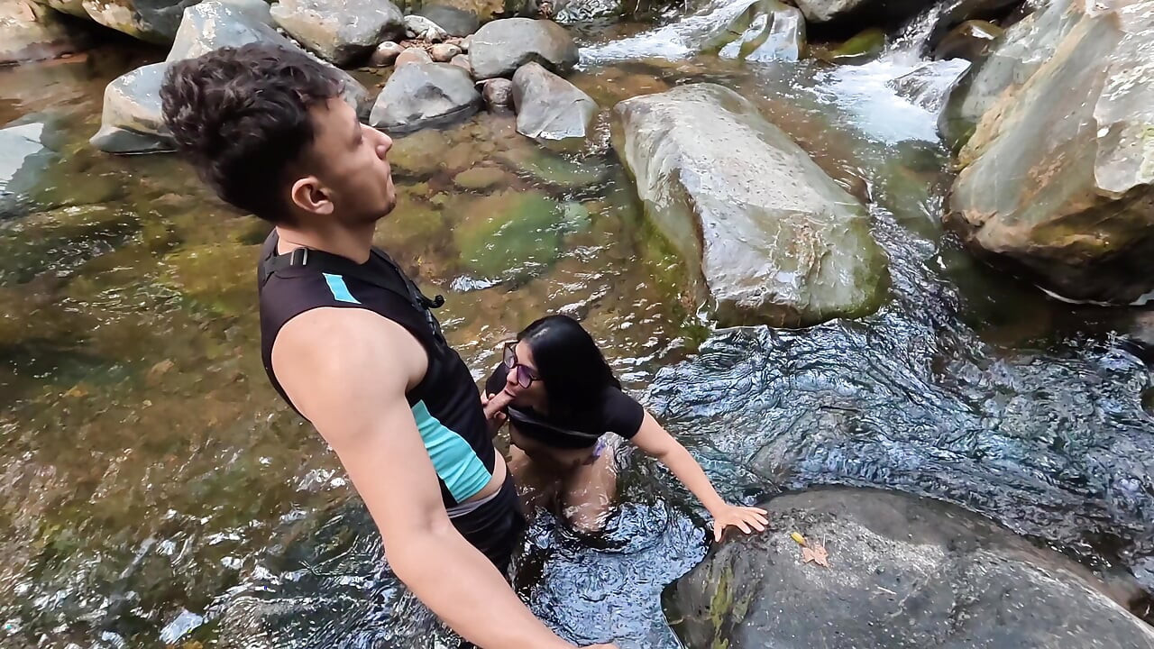 PART ONE fucking in the river.. SEX IN PUBLIC a madness lets her face be filled with cum